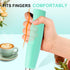 YUSWKO Baby Blue Handheld Milk Frother Wand, Rechargeable Electric Whisk with 3 Heads for Coffee, Latte, Hot Chocolate