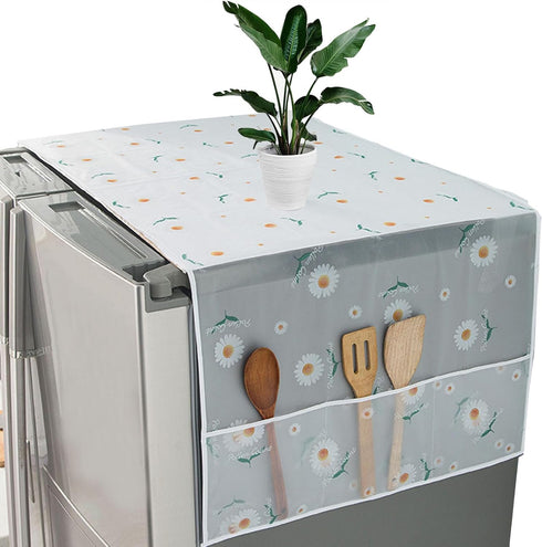 Refrigerator Dust Cloth, Multipurpose Waterproof Cover with Storage Pockets for Washing Machine, Oven, Kitchen
