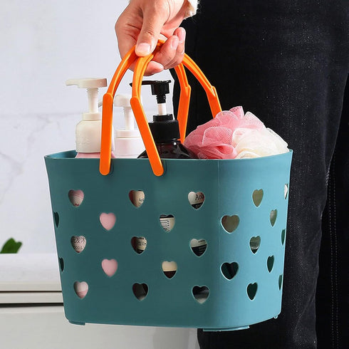Anyoifax Portable Shower Caddy Tote, Plastic Storage Basket with Handle for Bathroom, Pantry & College Dorm (Blue)