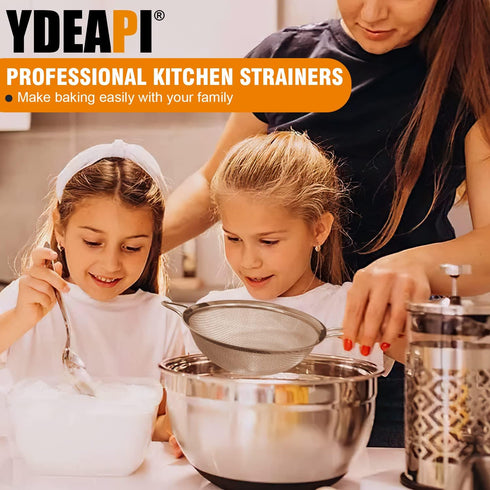Ydeapi 6.3" Fine Mesh Strainer with Handle, Metal Food Strainers for Kitchen, Sieve Fine Mesh Stainless Steel for Rice