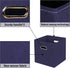 Navy Blue Fabric Storage Bins, Set of 3, 11x11x11 Foldable Cube Bins for Cloth or Accessory Storage