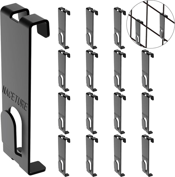 NACETURE Gridwall Hooks, 16 Pcs Display Hooks for Grid Wall Panel, Durable Wall Hooks for Hanging Retail Items