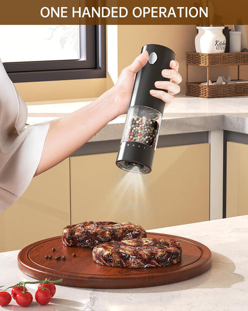 Set 6-Level CIRCLE JOY Electric Salt and Pepper Grinder Rechargeable Salt and Pepper Mills with External Adjustable