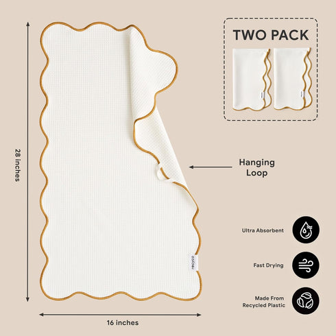 Set 2 Towels,16x 28, RECYCO Waffle Kitchen Towel of - Quick Dry Microfiber Sustainable Dish Towels - Ultra Absorbent