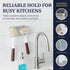 Farberware Sponge Holder for Kitchen SinkBrushed Metal Sink Caddy Organizer with Triple Suction Cups, Kitchen Organizer