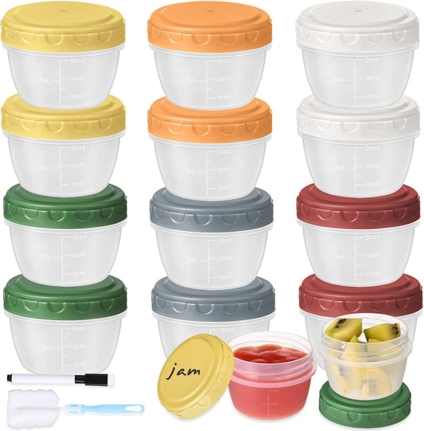 Yomarket 12pcs 2 oz Salad Dressing Container, Reusable Condiment Containers Sauce Cups