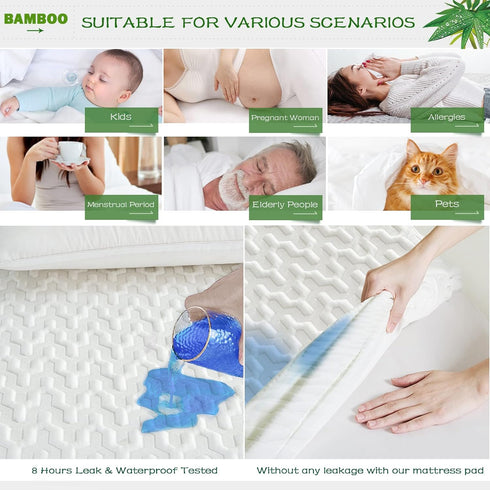 GRT Waterproof Rayon Bamboo Mattress Protector Twin XL Size - 3D Air Fiber Cooling Mattress Pad Cover, Breathable Ultra