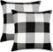 4TH Emotion Set of 2 Buffalo Check Plaid Throw Pillow Covers, 18 x 18 Inches, Black and White Polyester Linen for Fall