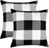 4TH Emotion Set of 2 Buffalo Check Plaid Throw Pillow Covers, 18 x 18 Inches, Black and White Polyester Linen for Fall