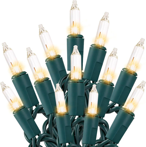 Meteds Christmas Lights 50 Count Clear Mini Lights Green Wire UL Certified