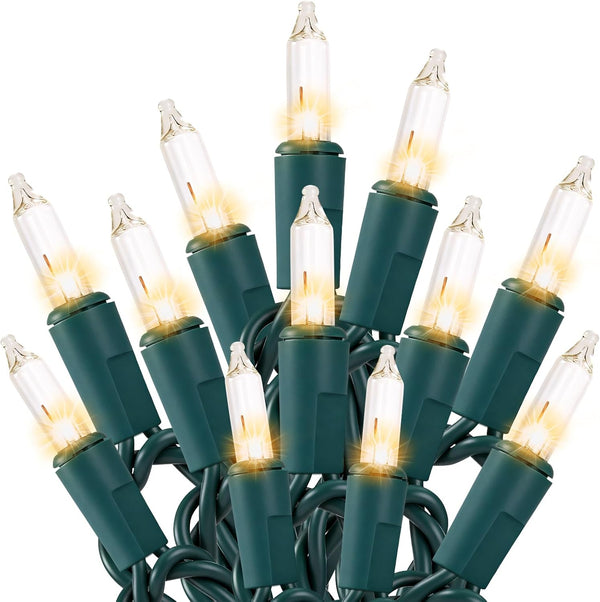 Meteds Christmas Lights 50 Count Clear Mini Lights Green Wire UL Certified