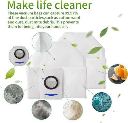 10 Pack Replacement Vacuum Cleaner Filter Bags for ECOVACS DEEBOT X1 OMNI Turbo T10 T20 Robot Vacuum