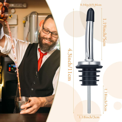 CHENGU 72 Set Pcs Liquor Spout Stainless Steel Bottle Pourers Tapered Liquor Pourers with Rubber Dust Caps Tapered