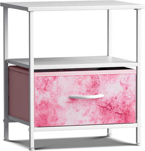 1 Sorbus Drawer Shelf Storage Nightstand - Kids Bedside Furniture End Table Night Stand with Steel Frame Wood Top