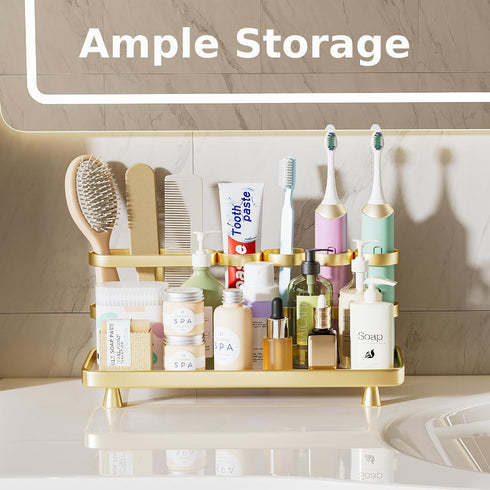 Countertop 5 YOOLENS Electric Toothbrush Holder for Bathroom Metal Slots Toothpaste Razor Mouthwash Organizer, Gold