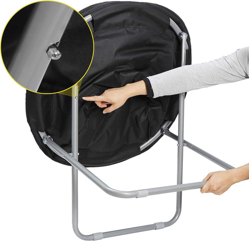 Saturnpower Faux-Fur Folding Chair, Moon Chair Soft Lounge Chair for Lounging, Bedroom, Dorm Rooms or Apartments, Black