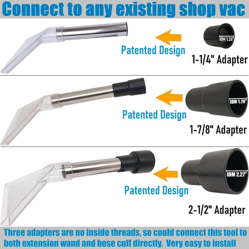 Happy Tree Universal Fit All Shop Vacs with 2-1/2", 1-7/8", & 1-1/4" Adapters for Upholstery Cleaning