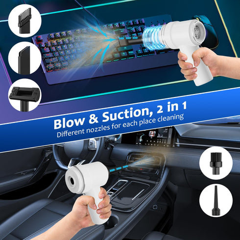 Handheld Vacuum Cordless 13000pa, Portable Mini Vacuum Cleaner with LED Light for Car and Home (White)