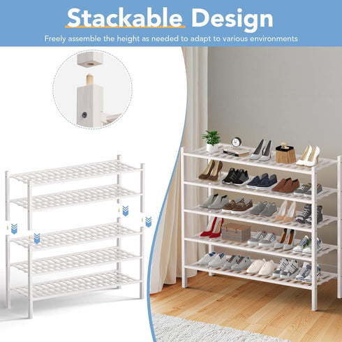 2 Closet,Hallway,Entryway,Small 34.2"x11"x13" Haddockway Long Tier Bamboo Shoe Rack Storage Organizer, Multifunctional