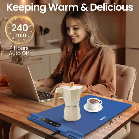 3 Food Warming Mat, Roll Up Electric Warming Tray, Graphene Heating Film Fast Full Surface Heating Mat with Level