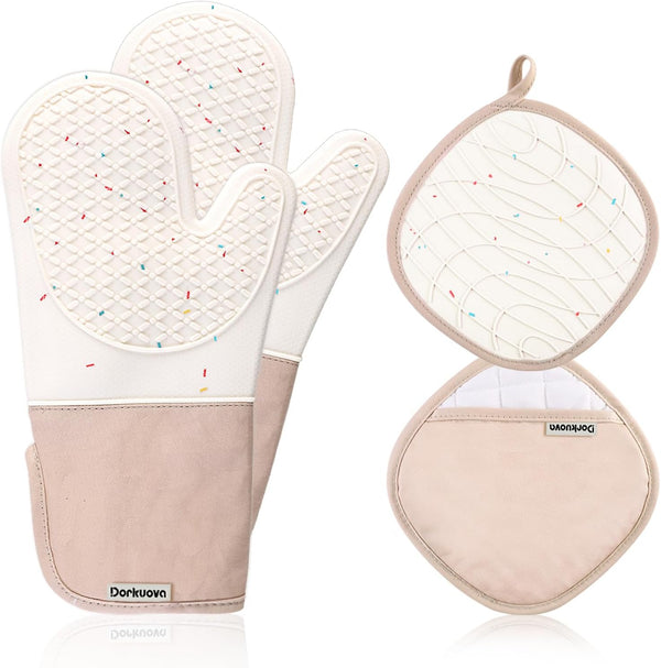 Oven Glove Cute,Cooking Mittens,Oven Mittens for Kitchen,Oven Gloves for Kitchen,Washable Silicone Oven