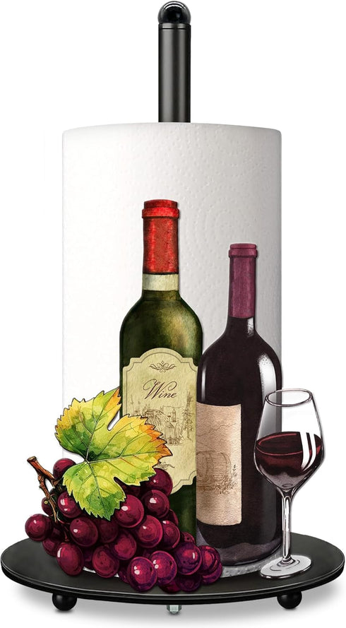Hexagram Wine Decor Paper Towel Holder - Rustic Country Kitchen Countertop Decor
