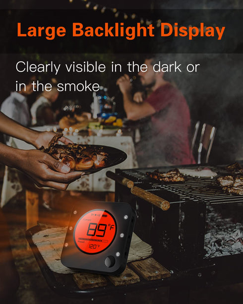 BFOUR Meat Thermometer Wireless Bluetooth, LCD Digital Dual Probe BBQ Thermometer for Kitchen Cooking Grill