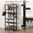 6 6-12 Closet Tier Rotating Shoe Rack Tower with Wheels, Wooden Shoe Storage Organizer with Hooks, Sturdy Metal Narrow
