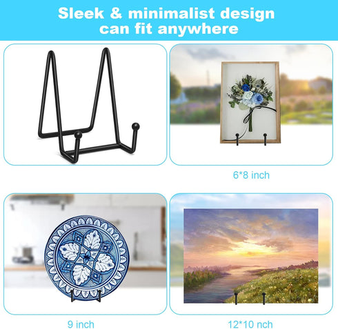 Plate Stands for Display, 4 Pcs 4-1/4 Inch Holder, Metal Iron Picture Frame Holders for Book, Photo, Small Easels