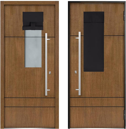 Soft Blackout French Door Curtains for Privacy, Block Out Light, Thermal Insulated Room Darkening, Easy Install (Black,