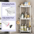 3 4 SWTYMIKI Corner Shower Caddy Standing - Tier Floor Standing Shower Organizer with Hooks, Plastic & Stainless Steel