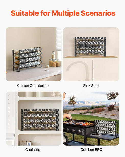 36 Set, Countertop, 18x11 VEVOR Spice Rack Organizer for Cabinet, Spice Organizer with Empty Spice Jars, Lids, Spice