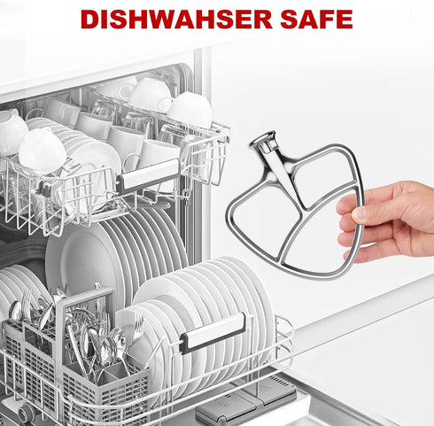 Stainless Steel Flat Beater for KitchenAid Mixer, Paddle Attachment for 4.5-5 QT Mixing Bowl, Dishwasher Safe