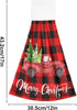 Boccsty Christmas Tree Truck Fingertip Bath Towels, 2 Pcs Red Black Plaid Tartan Kitchen Hand Towels