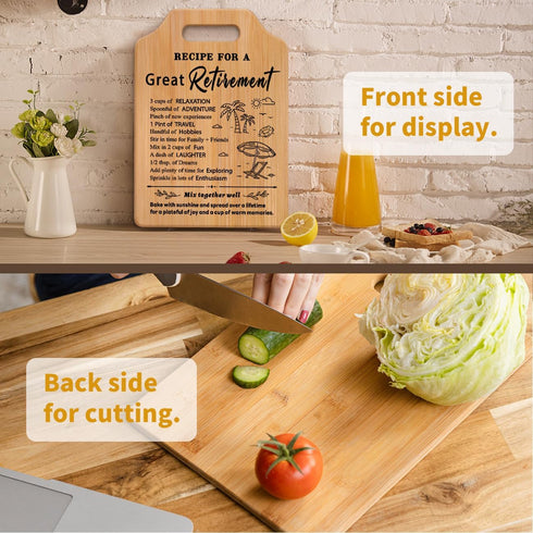 Unique Recipe Retirement Cutting Board for Women, Retirement Gift for Men, Happy Retirement Gift for Teacher Mom Friends