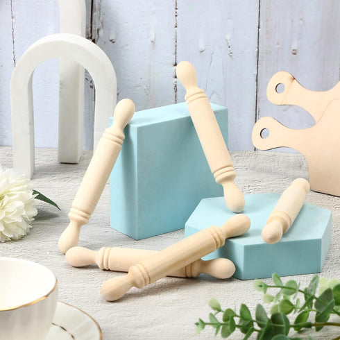 20 5.5 Inches Pieces Mini Rolling Pin for Crafts Long Wooden Dough Roller Small Wooden Rolling Pins for Kids Children