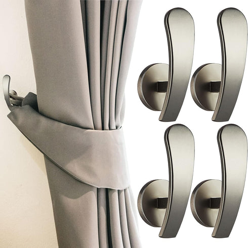 Furge 4 Pieces Curtain Holdback - Wall Mounted Hooks Drapery Tiebacks with Screws, Decorative Window Drapery Holder -