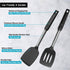 Silicone Spatula and Cooking Spoon Set, 5 Pack Non-Stick Utensils, Heat Resistant with Stainless Steel Handle (Black)