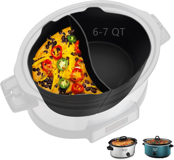 Silicone Slow Cooker Liners, Fit for Crockpot & Hamilton Beach 6-7QT, Reusable BPA Free Cooking Accessories