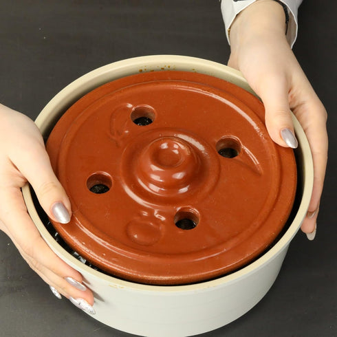Clay Dolma Pot Lid Cover, Weighted Handcrafted Clay Lid for Dolma Cooking, Small (7.3 inches)