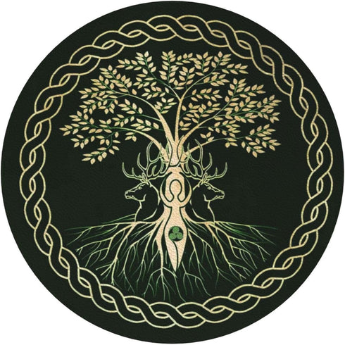 MINIOZE Set 6 Norse Viking Wicca Yule Yggdrasil Coasters of Coasters for Drinks Absorbent Double-Sided Leather PVC