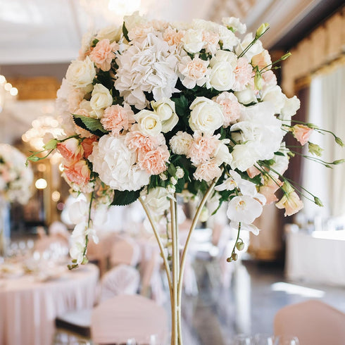 Auihiay 26 Pieces Artificial Flowers Hydrangea Silk Heads with Stems for Home Wedding Party Decorations (Ivory)