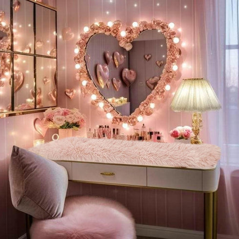 36 inch Summer yuboo Small Blush Pink Table Runner Short, Spring Fluffy Nightstand Dresser Runners Scarf for Bedroom