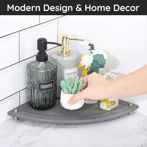 Segbeauty 9.85in Water Absorbing Stone Drying Tray, Quick Dry Diatomaceous Earth Corner Countertop Organizer for
