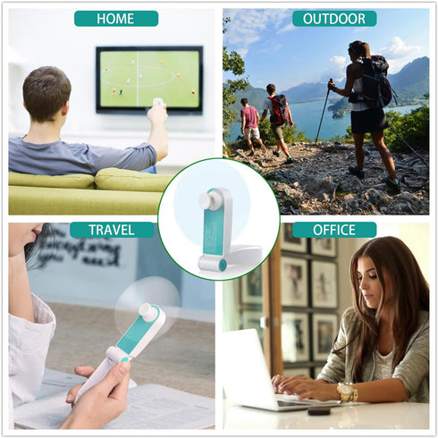 Personal Handheld Fan, Mini Portable Pocket Fan, Small Travel Eyelash Fans USB Rechargeable for Home Sports Outdoor Travel, 2 Speed Powerful Wind (Turquoise) by Supabear