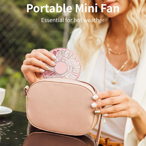 Portable Neck Fan, 3 IN 1 Handheld Mini Fan, USB Rechargeable Eyelash Fan with Lanyard, 180° Foldable for Travel/Summer