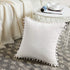 Fancy Homi 2-Pack Pom Pom Throw Pillow Covers, Cream Corduroy, 18x18 Inch
