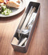 Yamazaki Home Rin Utensil Case - Knife Fork Spoon Silverware Holder with Divider, Portable for Kitchen Counter, Silver