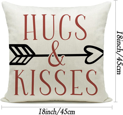 Hlonon Valentines Day Pillow Covers - Set of 4 18 x 18 Inches Red Heart Truck and Love Arrow Decor
