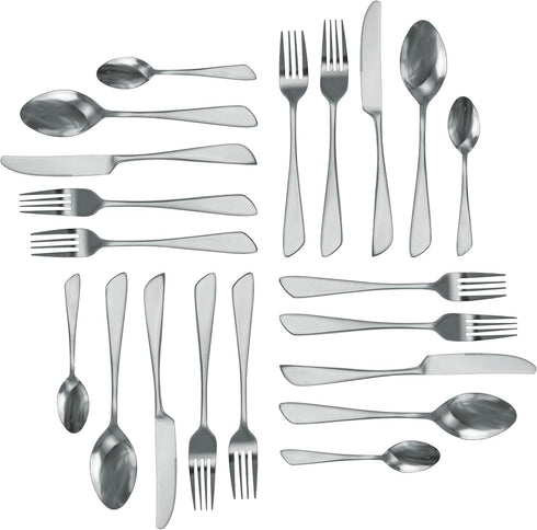 MegaChef Gibbous 20 Piece Stainless Steel Flatware Utensil Set for 4 in Silver